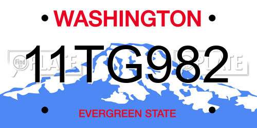 11TG982 Washington License Plate