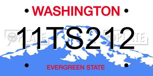 11TS212 Washington License Plate