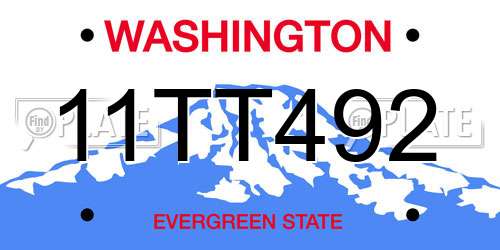 11TT492 Washington License Plate