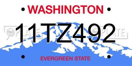 11TZ492 Washington License Plate