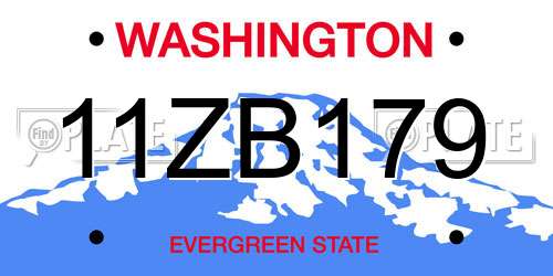 11ZB179 Washington License Plate