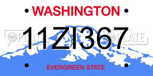 11ZI367 Washington License Plate