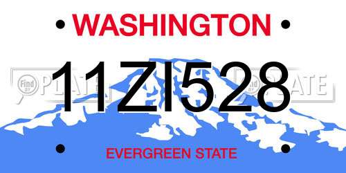 11ZI528 Washington License Plate