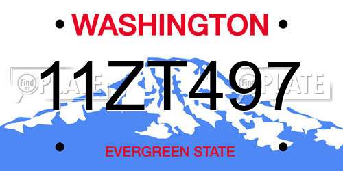 11ZT497 Washington License Plate