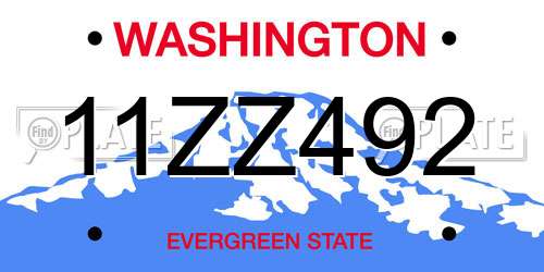 11ZZ492 Washington License Plate