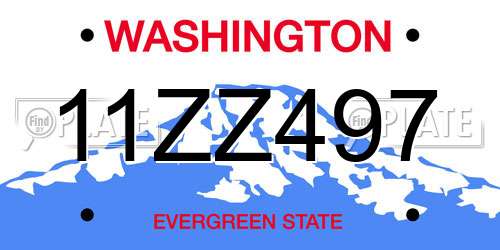 11ZZ497 Washington License Plate