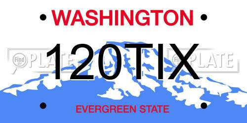 120TIX Washington License Plate