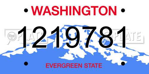 1219781 Washington License Plate