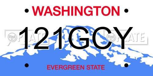 121GCY Washington License Plate