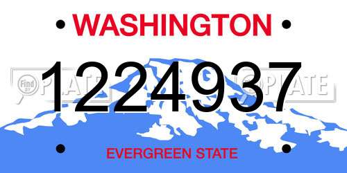 1224937 Washington License Plate