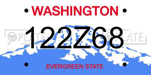 122Z68 Washington License Plate