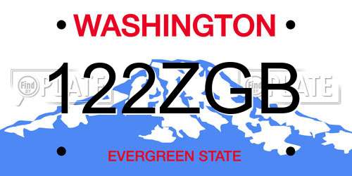 122ZGB Washington License Plate
