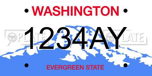 1234AY Washington License Plate