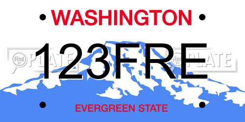 123FRE Washington License Plate