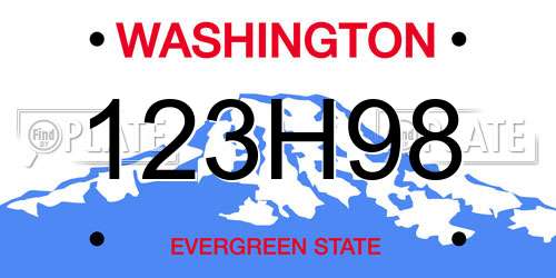 123H98 Washington License Plate
