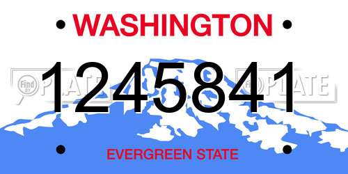 1245841 Washington License Plate