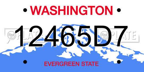 12465D7 Washington License Plate