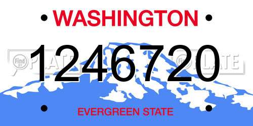 1246720 Washington License Plate
