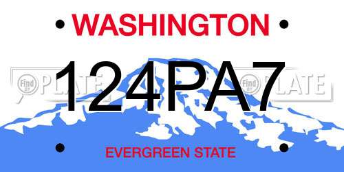 124PA7 Washington License Plate