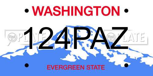 124PAZ Washington License Plate