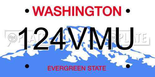 124VMU Washington License Plate