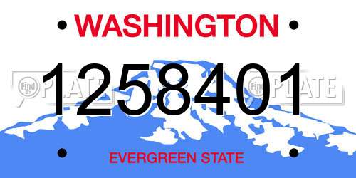 1258401 Washington License Plate