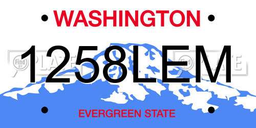 1258LEM Washington License Plate