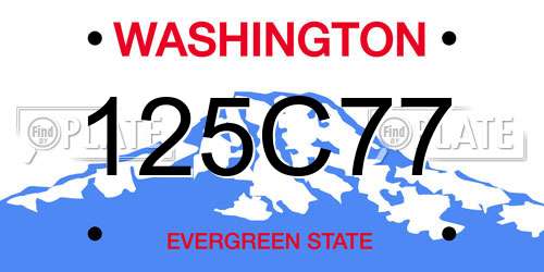 125C77 Washington License Plate