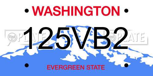 125VB2 Washington License Plate