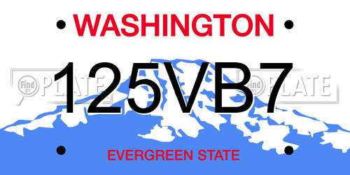 125VB7 Washington License Plate