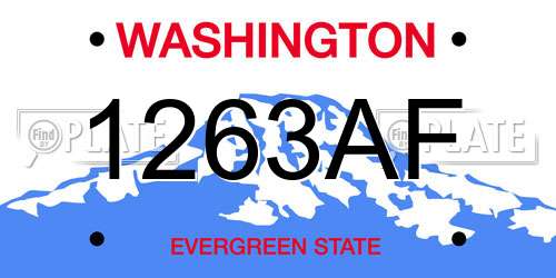 1263AF Washington License Plate
