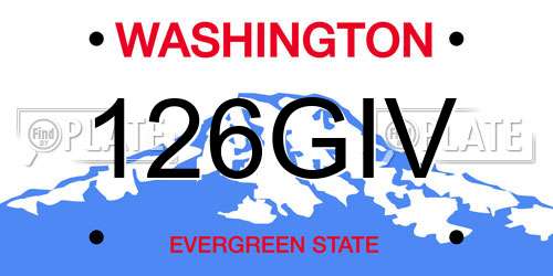 126GIV Washington License Plate