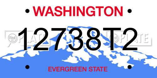 12738T2 Washington License Plate