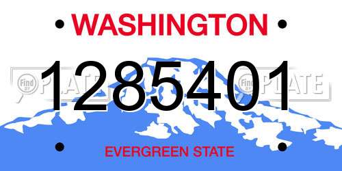 1285401 Washington License Plate