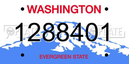 1288401 Washington License Plate