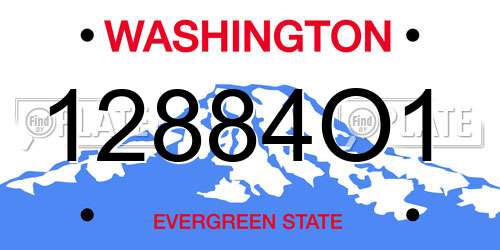 12884O1 Washington License Plate