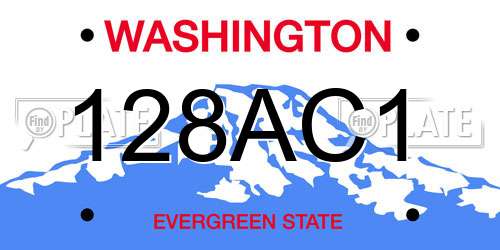 128AC1 Washington License Plate