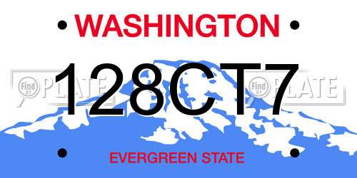 128CT7 Washington License Plate