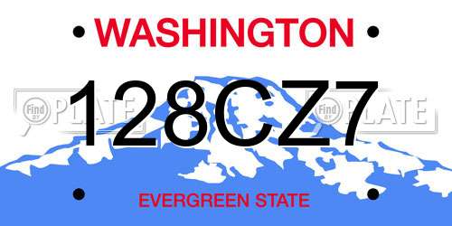 128CZ7 Washington License Plate