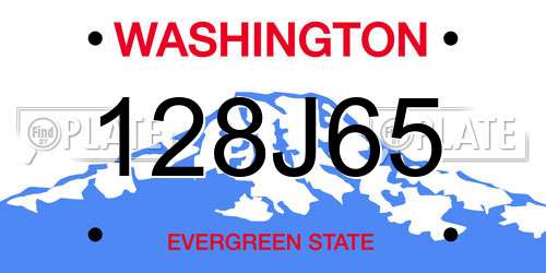 128J65 Washington License Plate