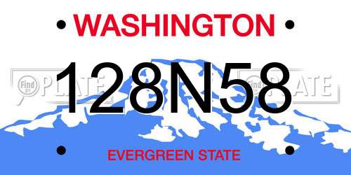 128N58 Washington License Plate