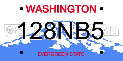 128NB5 Washington License Plate