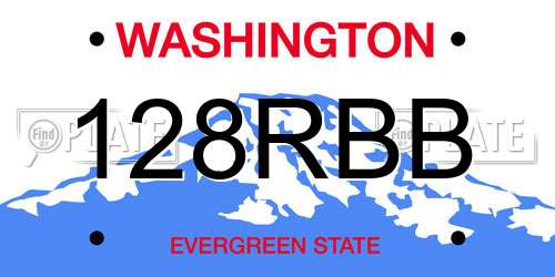 128RBB Washington License Plate
