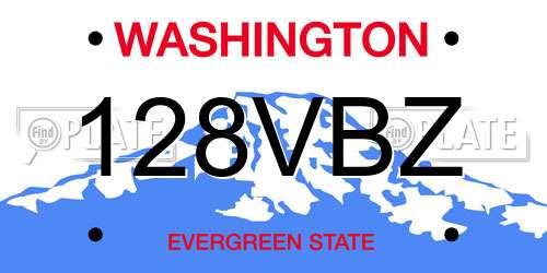 128VBZ Washington License Plate