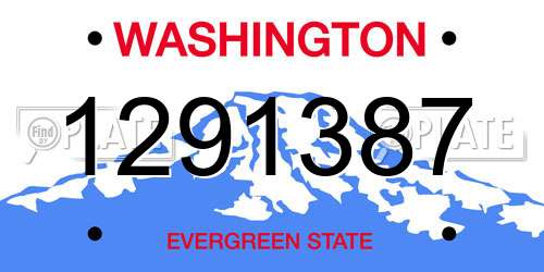 1291387 Washington License Plate