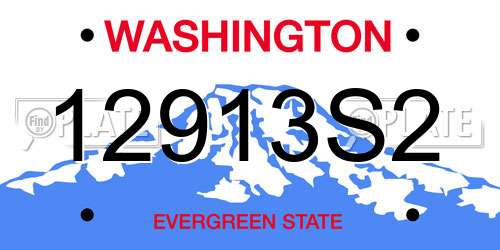 12913S2 Washington License Plate