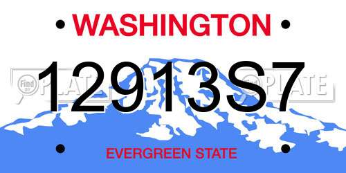 12913S7 Washington License Plate