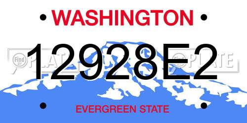 12928E2 Washington License Plate