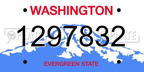 1297832 Washington License Plate