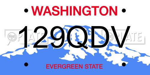 129QDV Washington License Plate